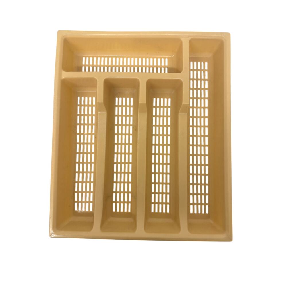 Vintage Action Industries Silverware Tray Yellow/Gold MADE IN USA 5-Compartments